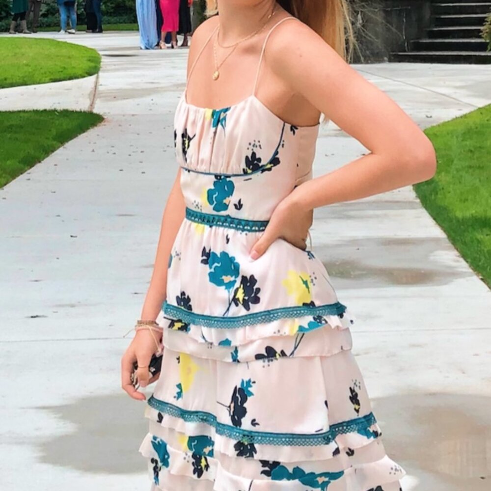 Self-Portrait Graphic Floral Midi Dress